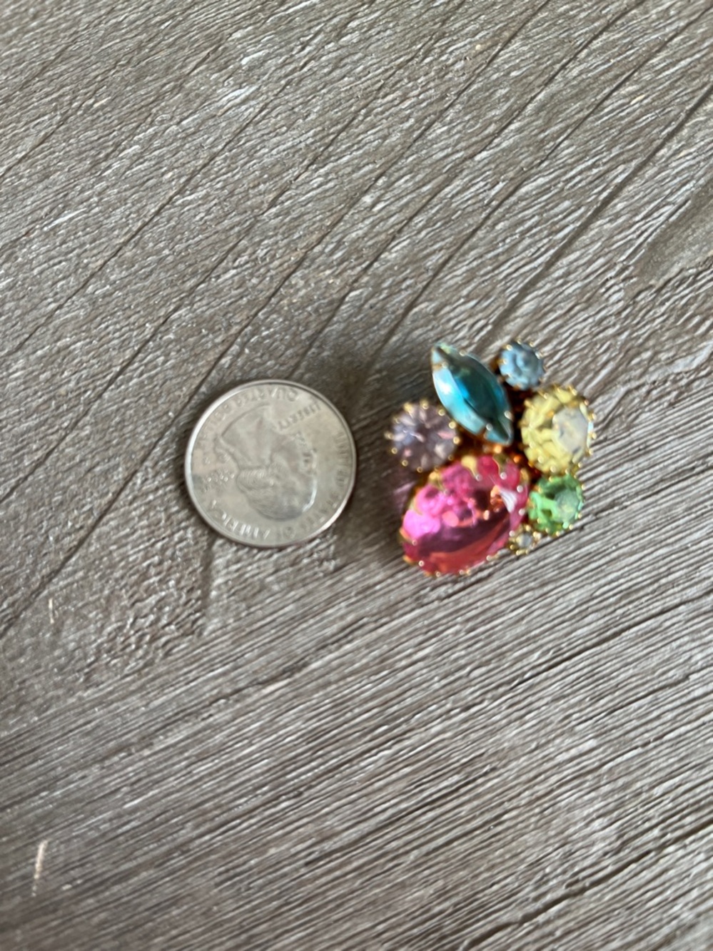 JULIANA Gold-Tone Multi-Color Crystal Cluster Clip Earrings - prong set - Picture 12 of 12